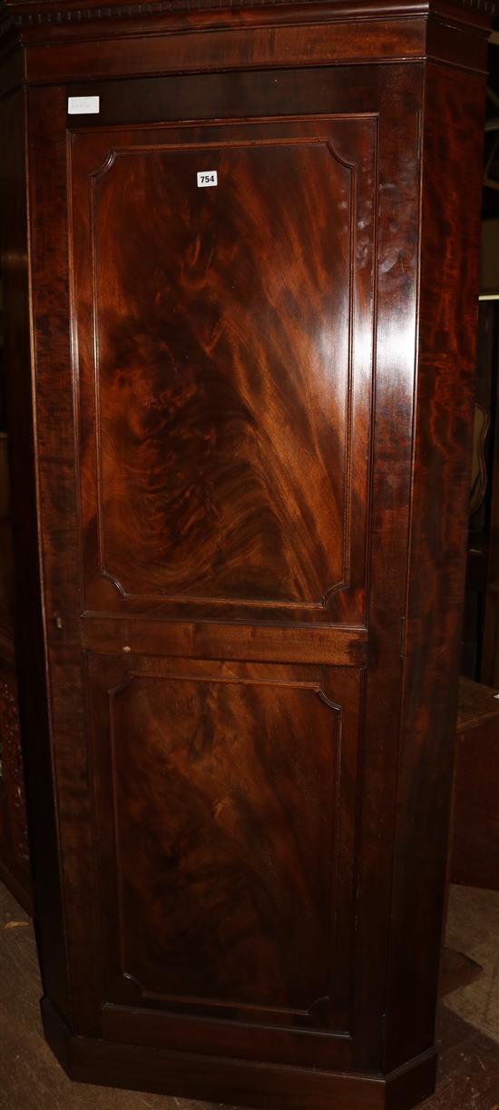 20th Century mahogany standing corner cabinet